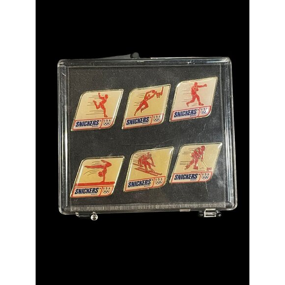 1992 Snickers Official Sponsor Winter Olympics Set of 6 Lapel Pins - Picture 1 of 4